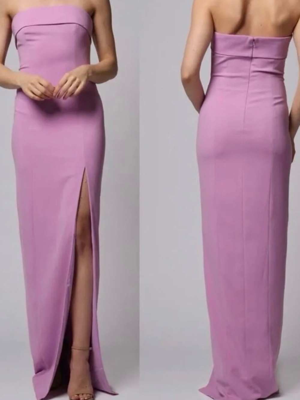 Jay Godfrey Strapless Lilac Gown with Front Slit